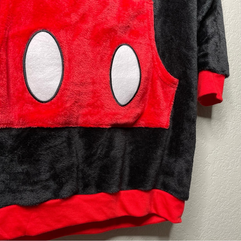 NWT Disney Women's Mickey Mouse Sleep Lounger Black and Red Fleece Hoodie - Picture 9 of 15